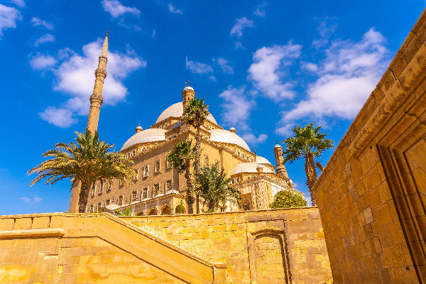 Exteriors of the Alabaster Mosque in the city of Cairo, the capital of Egypt. Africa